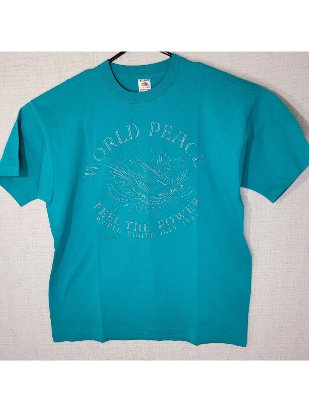 Y2K World Youth Day 1993 T Shirt Womens XL Blue 90s Fruit of the Loom Made USA
